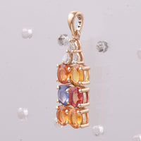 1.76 Ct Oval Natural Multi-Coloured Sapphire 14K Gold Pendant
