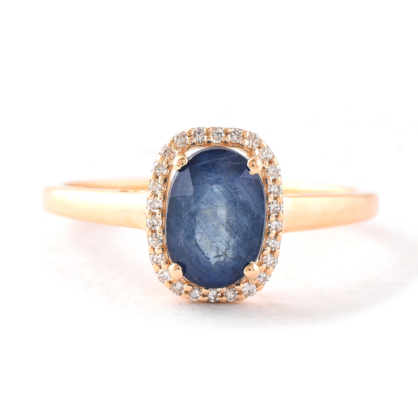 1.81 Ct Oval Mixed Cut Natural Sapphire 14K Gold Ring