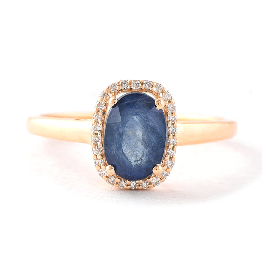 1.81 Ct Oval Mixed Cut Natural Sapphire 14K Gold Ring
