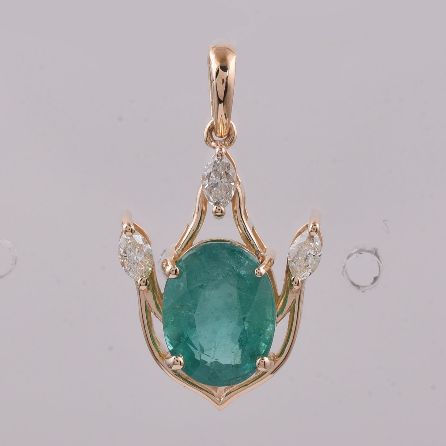 2.44 Ct Oval Natural Emerald 14K Gold Pendant