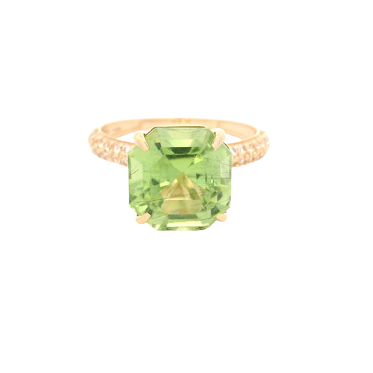 5.73 Ct Octagon Peridot 14K Gold Ring