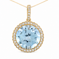 4.33 Ct Round Blue Topaz 9K Gold Pendant