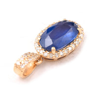 1.38 Ct Oval Mixed Cut Natural Sapphire 14K Gold Pendant