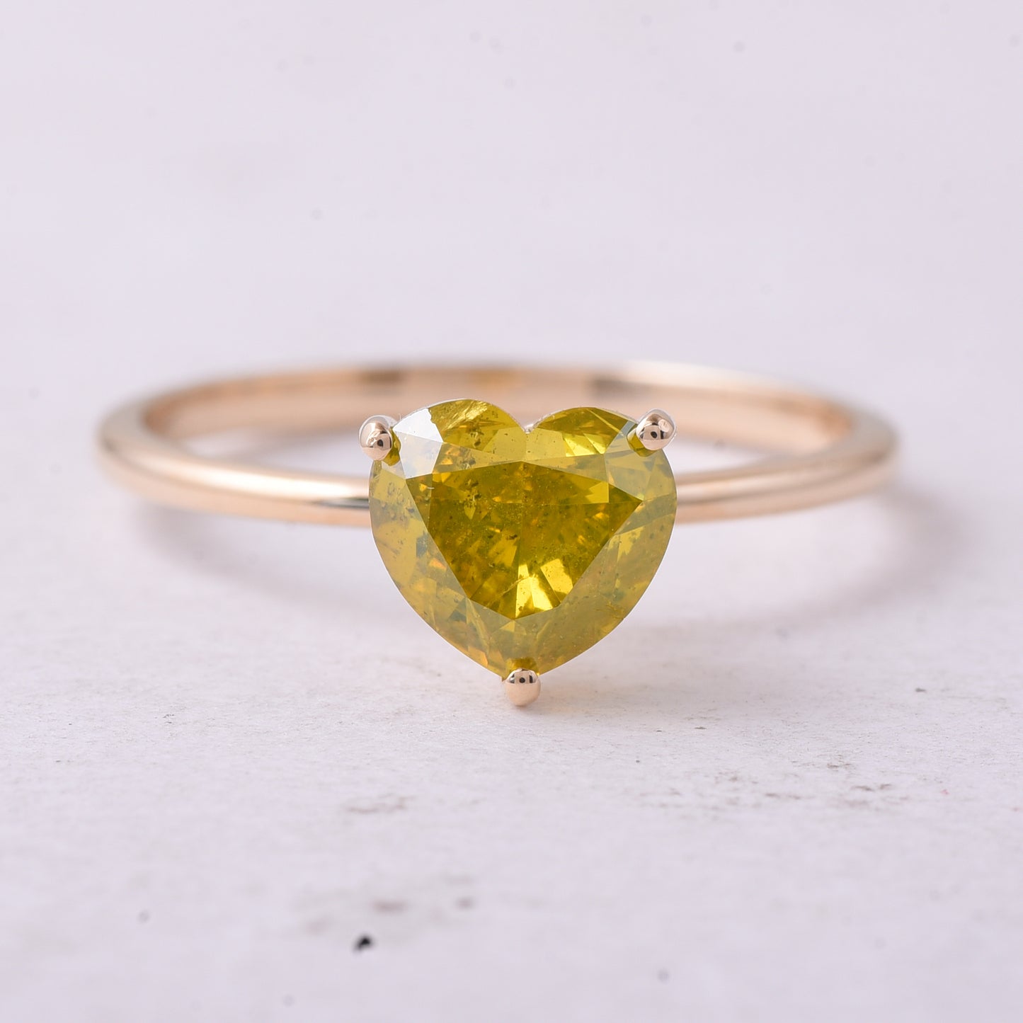 1.50 Ct Heart Yellow Diamond 14K Gold Ring