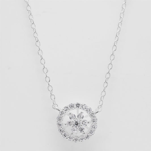 0.71 Ct Round Cubic Zirconia 925 Silver Pendant