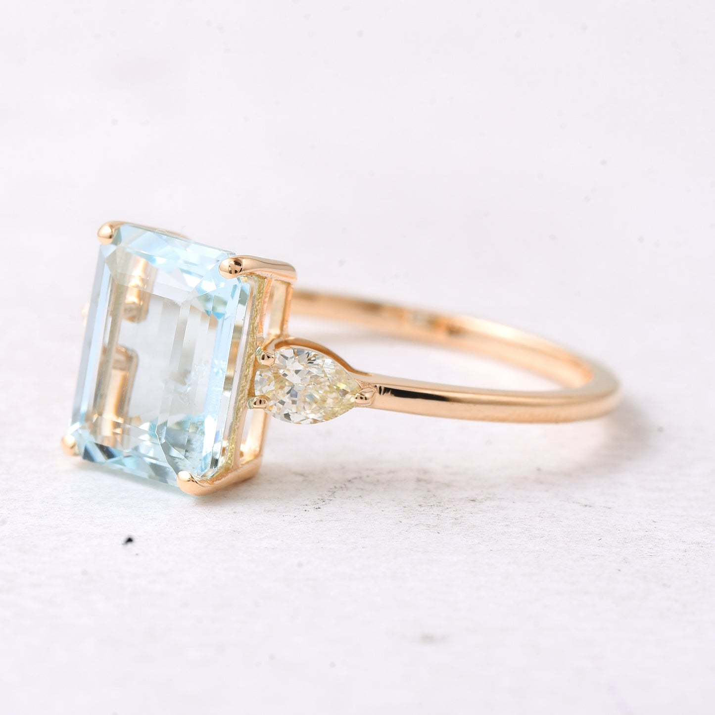 2.48 Ct Octagon Step Cut Natural Aquamarine 14K Gold Ring