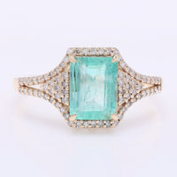 1.86 Ct Octagon Step Cut Natural Emerald 14K Gold Ring