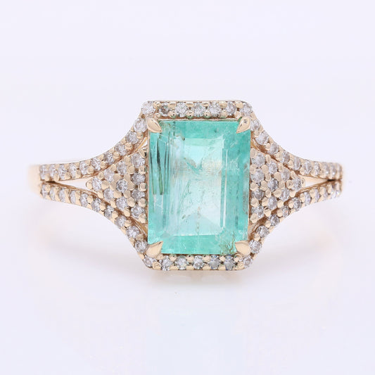 1.86 Ct Octagon Step Cut Natural Emerald 14K Gold Ring