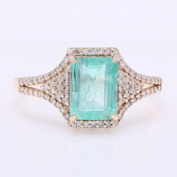 1.86 Ct Octagon Step Cut Natural Emerald 14K Gold Ring