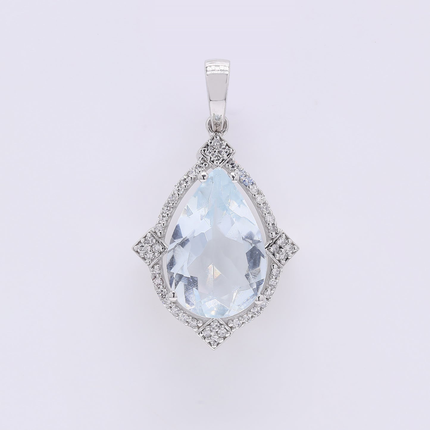 3.10 Ct Pear Mixed Cut Natural Aquamarine 950 Platinum Pendant