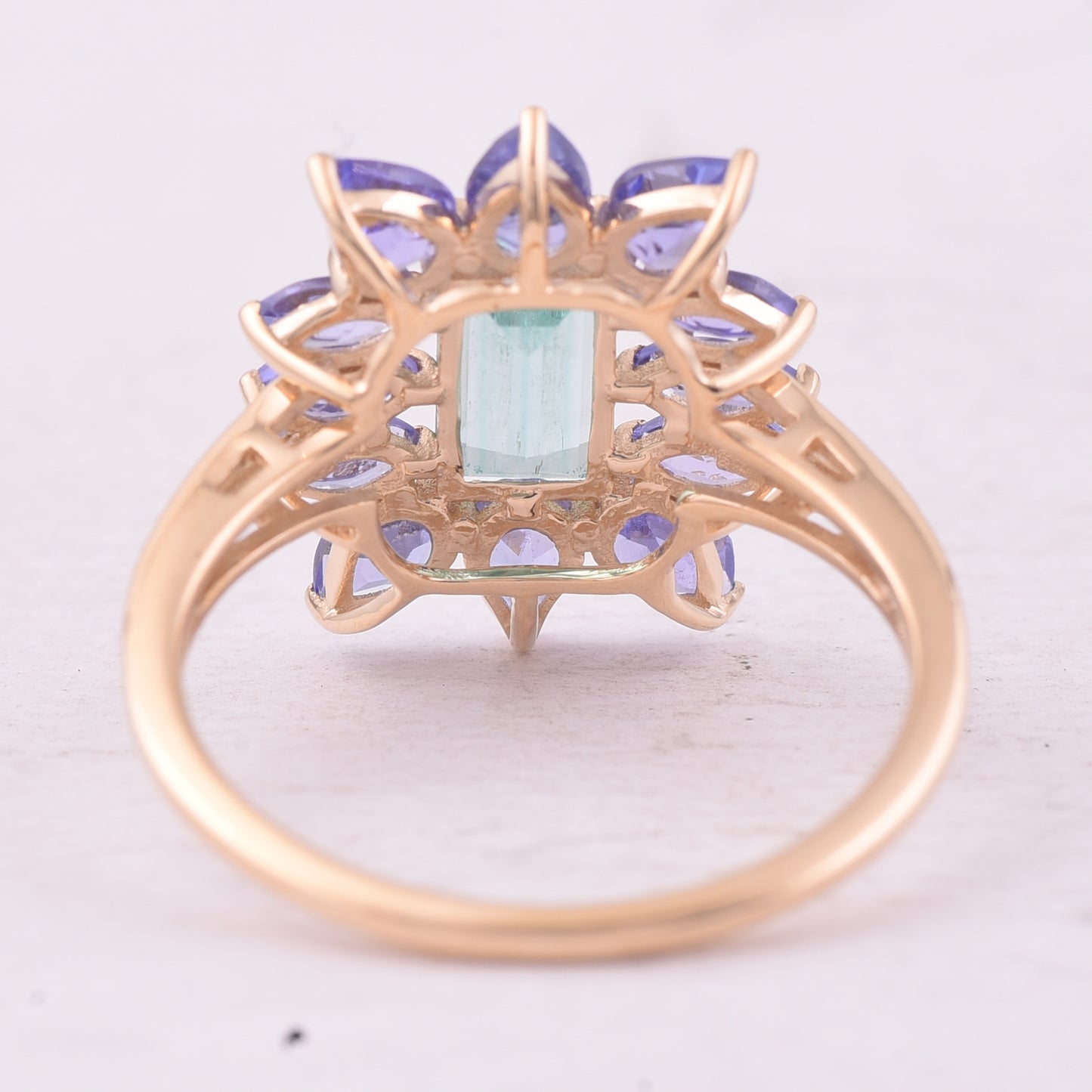 2.50 Ct Rectangle Mixed Cut Natural Emerald 14K Gold Ring
