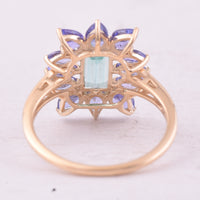 2.50 Ct Rectangle Mixed Cut Natural Emerald 14K Gold Ring