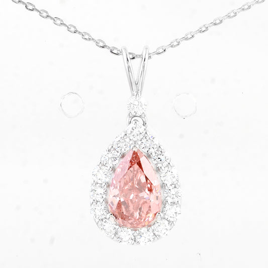 1.43 Carats Pink Lab Grown Diamond 14K Gold Pendant