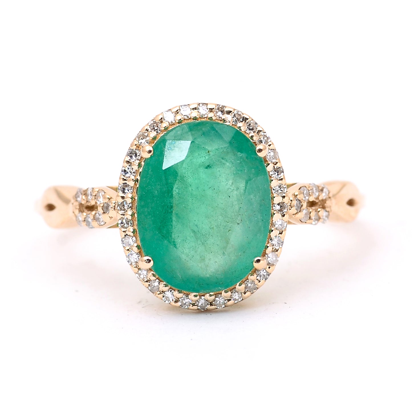 2.63 Ct Oval Mixed Cut Natural Emerald 14K Gold Ring