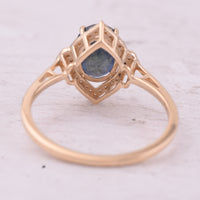 2.43 Ct Oval Mixed Cut Natural Sapphire 14K Gold Ring