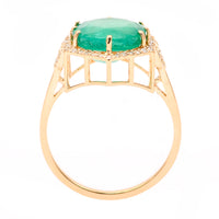 4.05 Ct Round Natural Emerald 14K Gold Ring