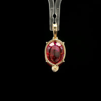 4.92 Ct Oval Mixed Cut Lab Grown Ruby 14K Gold Pendant