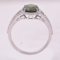 2.42 Ct Oval Mixed Cut Natural Green Sapphire 950 Platinum Ring