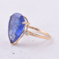 5.16 Ct Pear Natural Tanzanite 14K Gold Ring