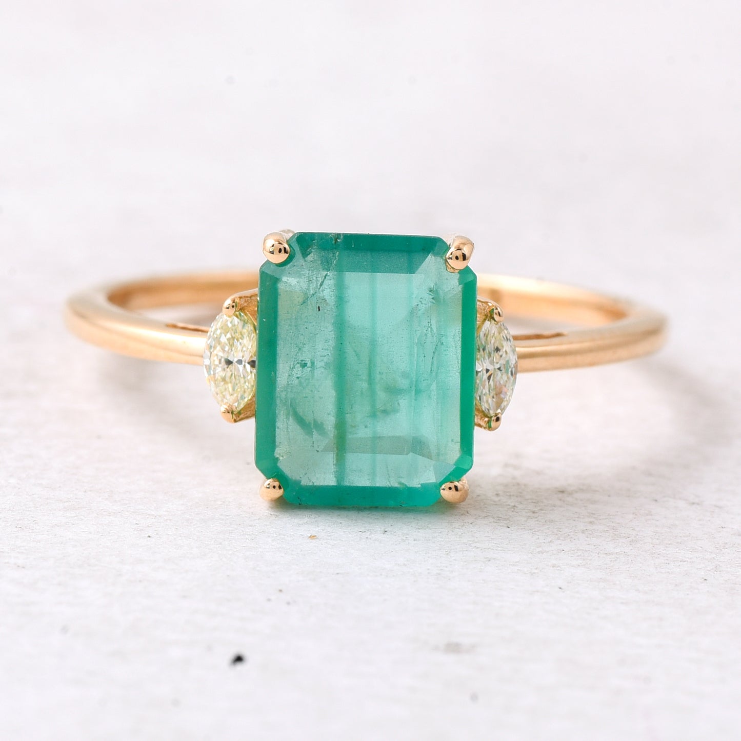 1.72 Ct Octagon Step Cut Natural Emerald 14K Gold Ring