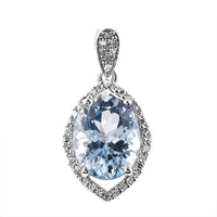 2.49 Ct Oval Mixed Cut Natural Aquamarine 950 Platinum Pendant