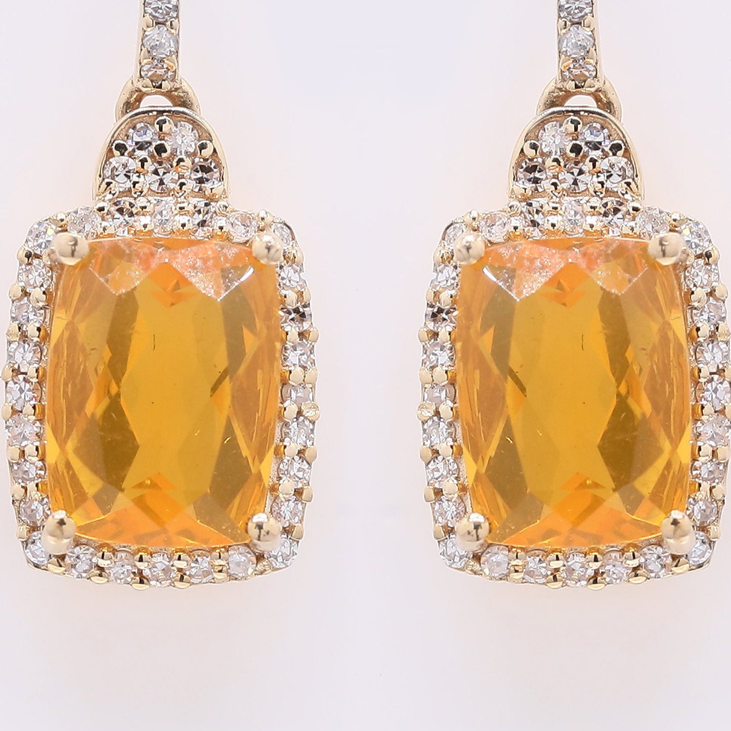 2.65 Ct Oval Mixed Cut Natural Fire Opal 14K Gold Earrings