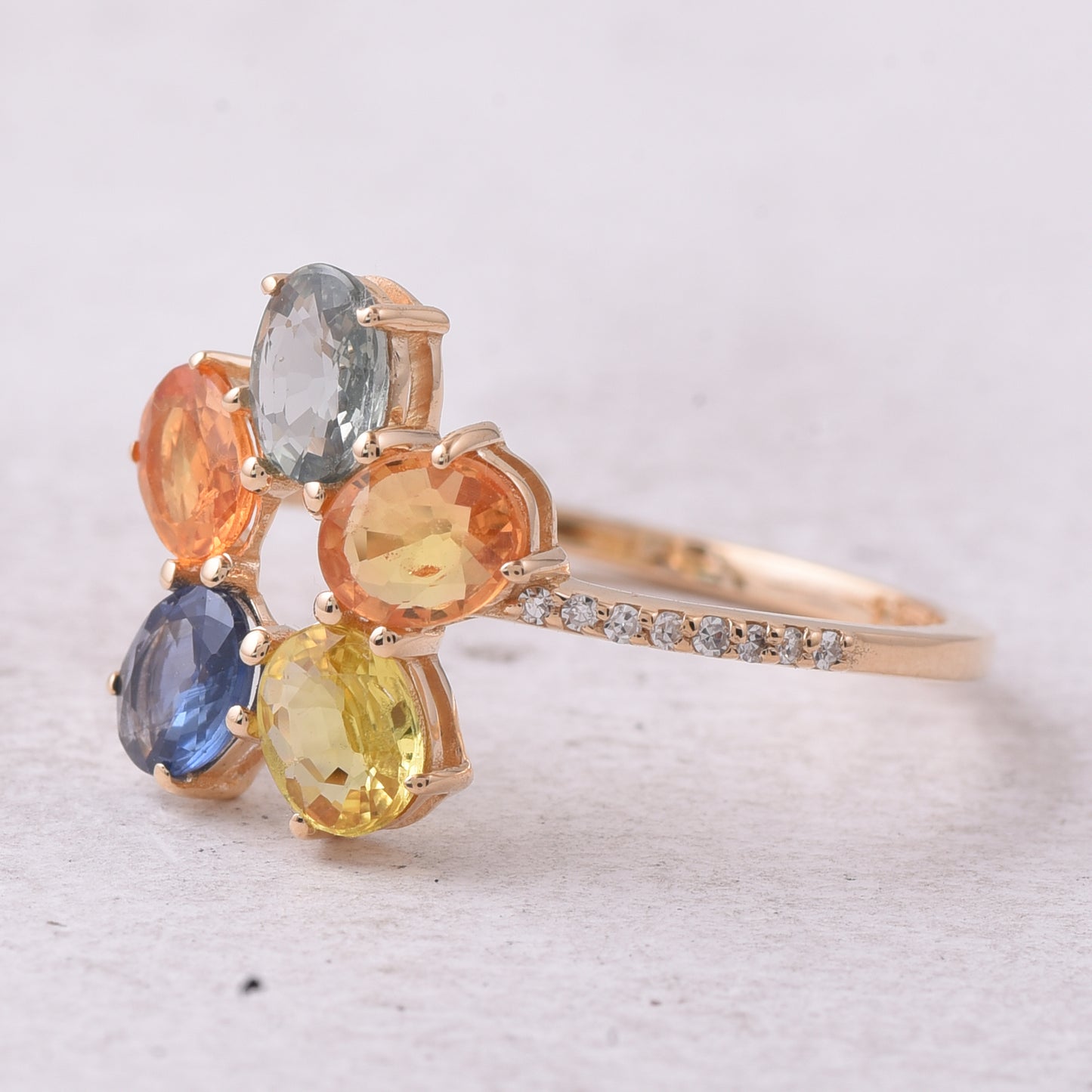 1.80 Ct Oval Natural Multi-Coloured Sapphire 14K Gold Ring
