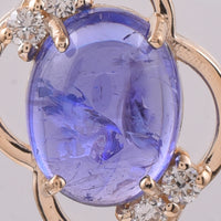 2.72 Ct Oval Cabochon Cut Natural Tanzanite 14K Gold Pendant