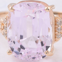 6.57 Ct Cushion Natural Kunzite 14K Gold Ring