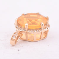 2.61 Ct Round Mixed Cut Natural Fire Opal 14K Gold Pendant