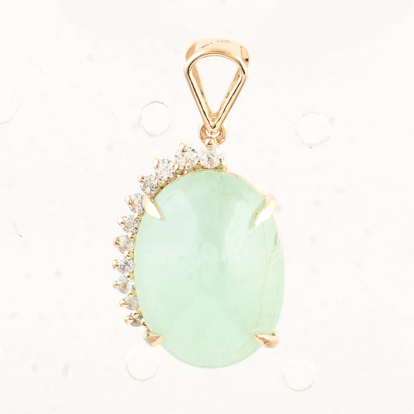 9.02 Ct Oval Emerald 14K Gold Pendant