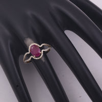 1.46 Ct Oval Mixed Cut Natural Ruby 14K Gold Ring
