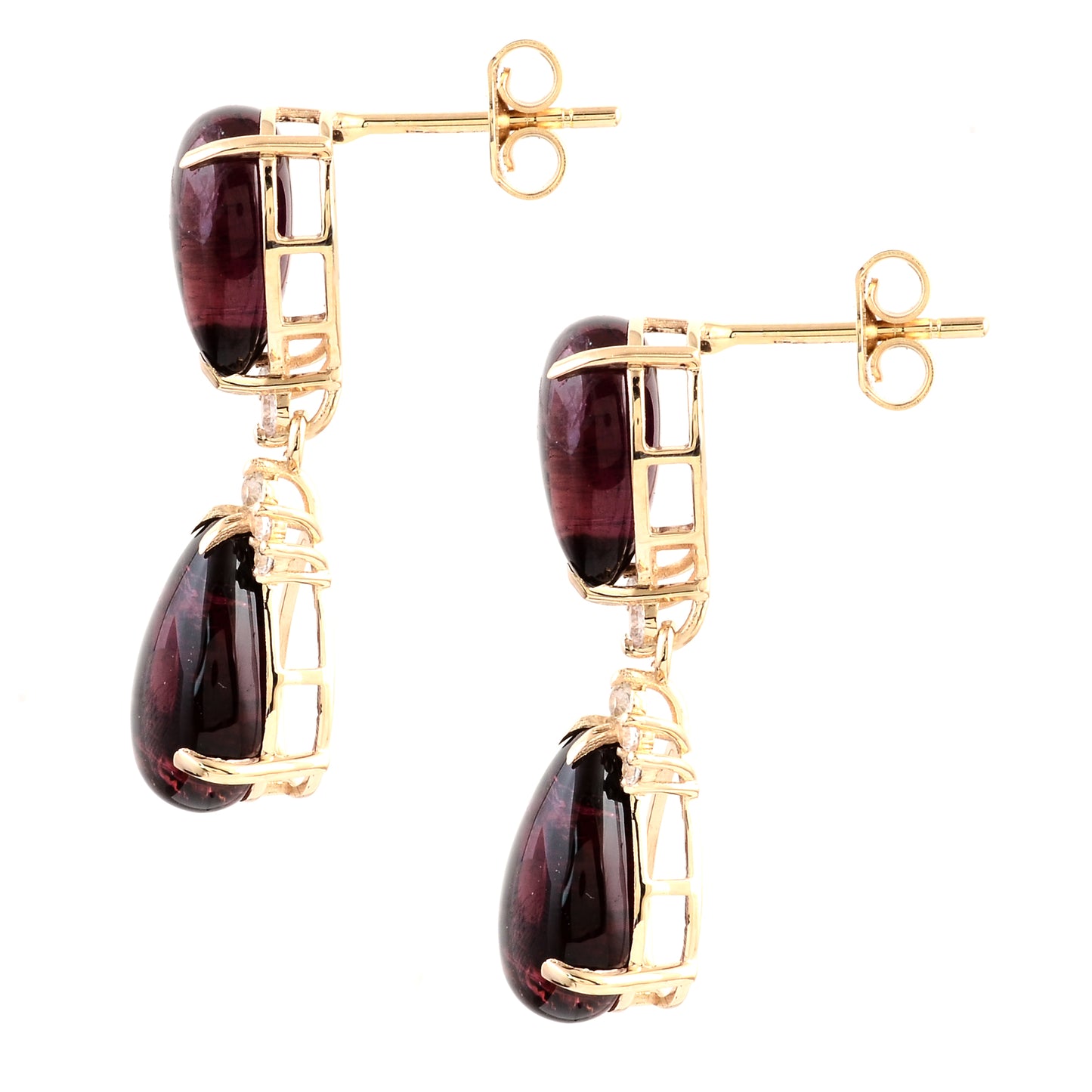 14.45 Ct Pear Tourmaline 14K Gold Earrings