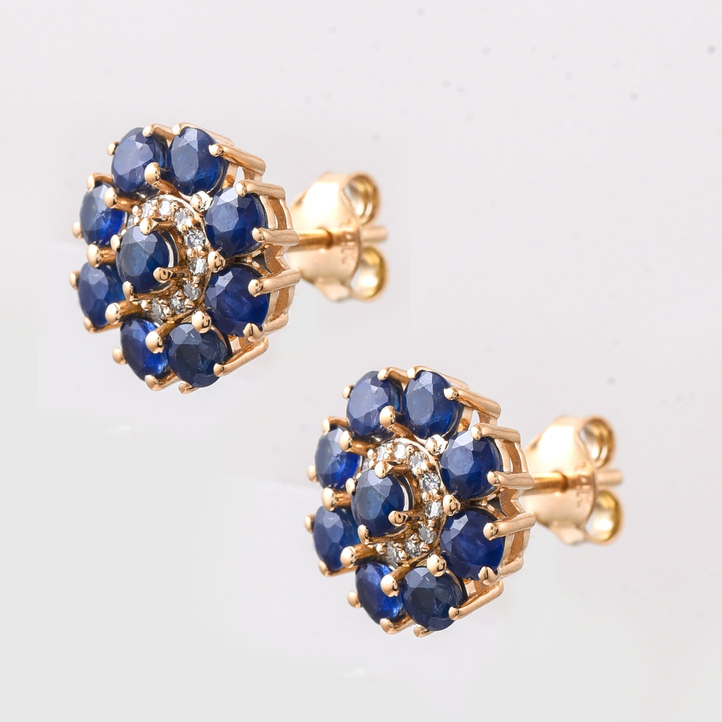 2.36 Ct Round Sapphire 14K Gold Earrings