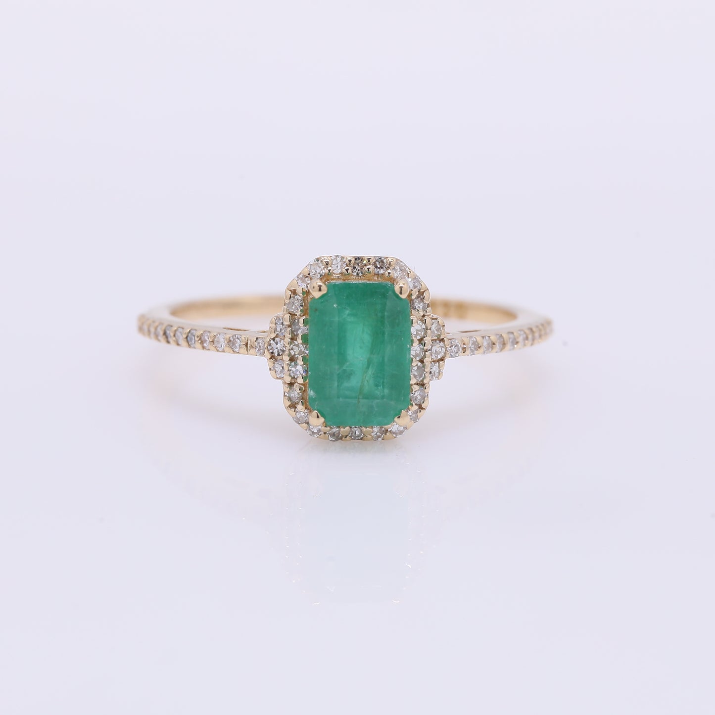 1.24 Ct Octagon Step Cut Natural Emerald 14K Gold Ring
