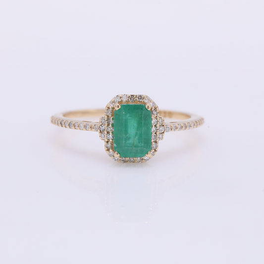 1.24 Ct Octagon Step Cut Natural Emerald 14K Gold Ring
