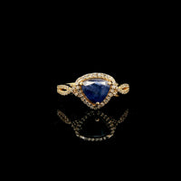 1.55 Ct Triangle Mixed Cut Natural Sapphire 14K Gold Ring