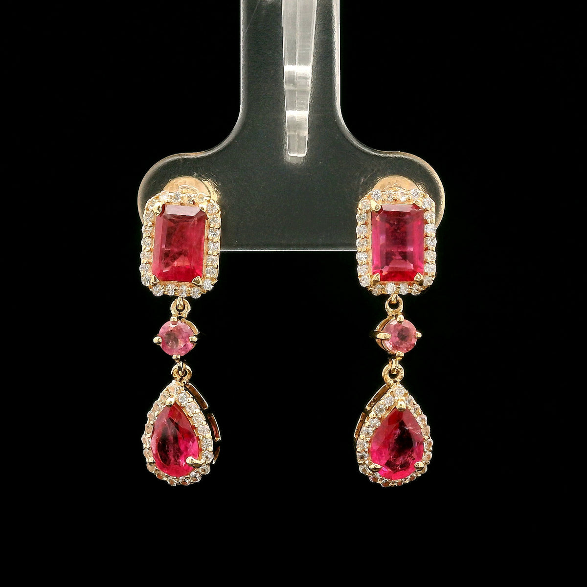 1.92 Ct Octagon Tourmaline 14K Gold Earrings