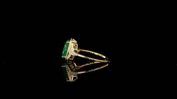 2.77 Ct Oval Natural Emerald 14K Gold Ring