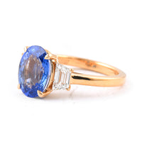 4.94 Ct Oval Sapphire 18K Gold Ring