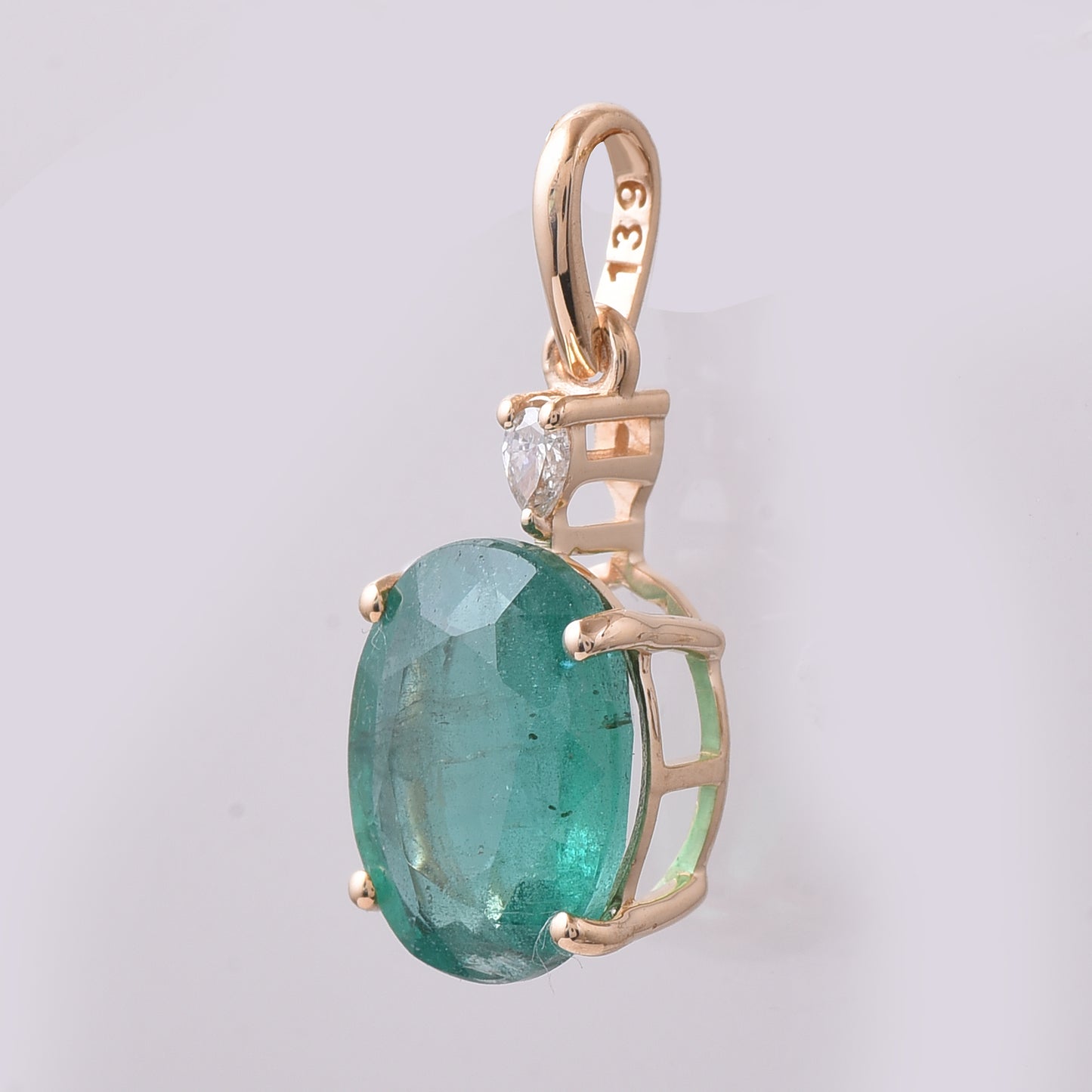 2.43 Ct Oval Emerald 14K Gold Pendant
