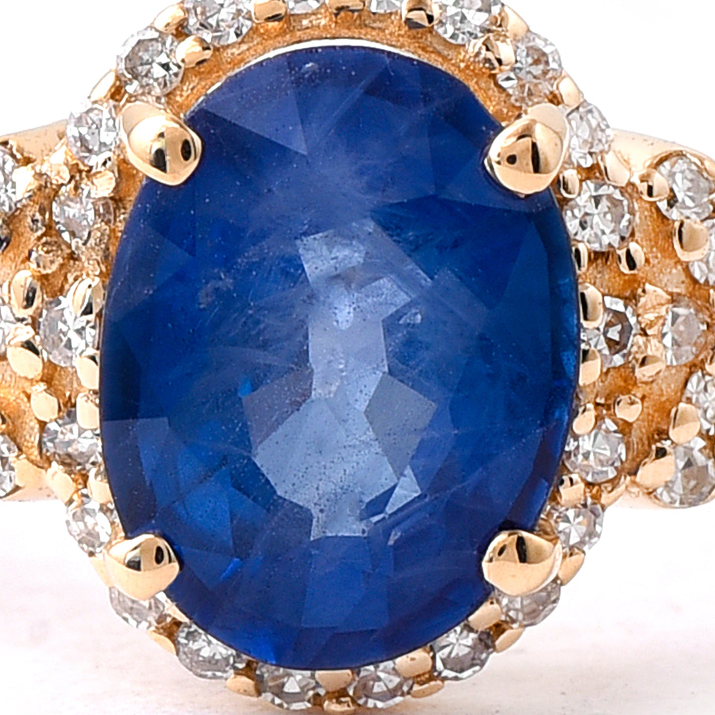 1.53 Ct Oval Mixed Cut Natural Sapphire 14K Gold Ring