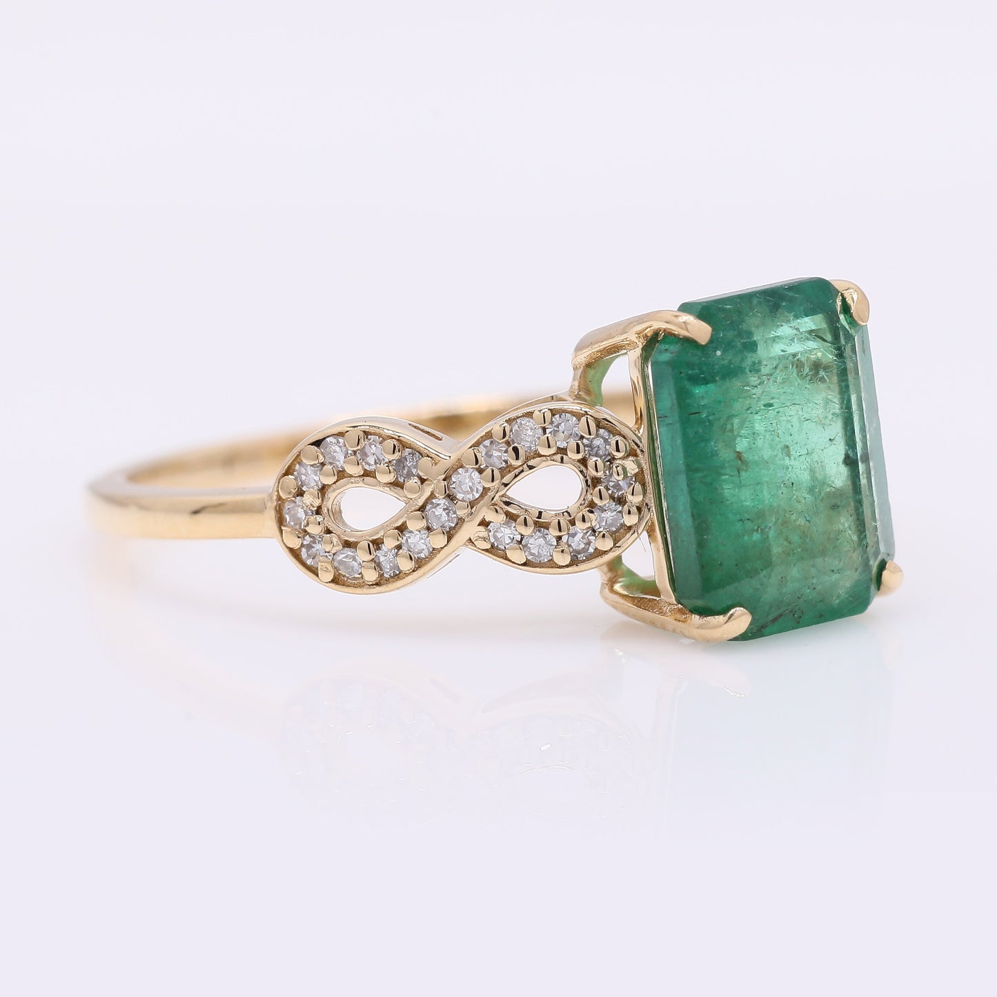 2.43 Ct Octagon Step Cut Natural Emerald 14K Gold Ring