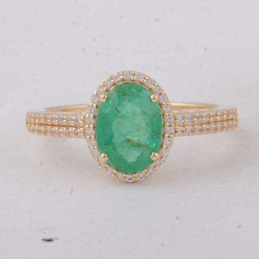 1.54 Ct Oval Emerald 9K Gold Ring