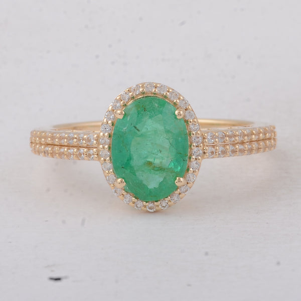 1.54 Ct Oval Emerald 9K Gold Ring