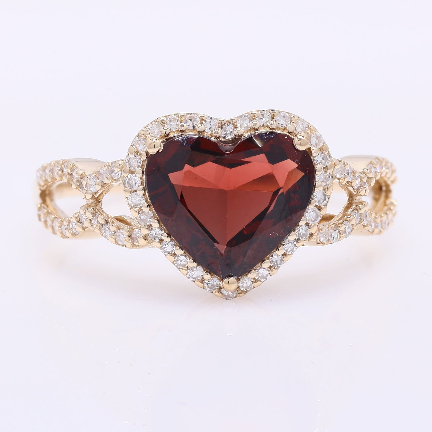 2.21 Ct Heart Mixed Cut Natural Garnet 14K Gold Ring