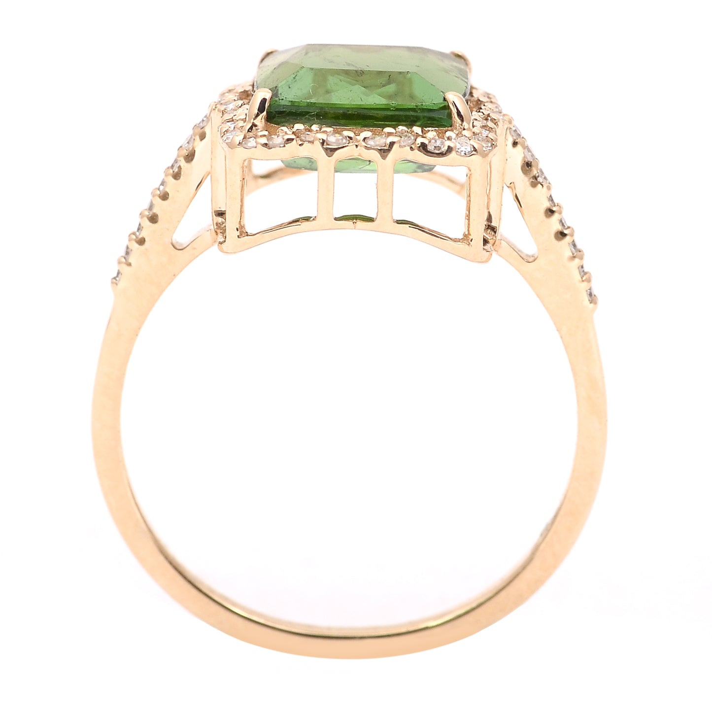 2.76 Ct Cushion Mixed Cut Natural Tourmaline 14K Gold Ring