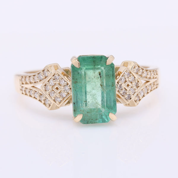1.96 Ct Octagon Step Cut Natural Emerald 14K Gold Ring