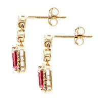 1.36 Ct Octagon Natural Tourmaline 14K Gold Earrings