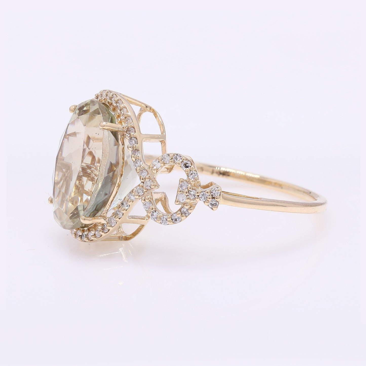 4.74 Ct Oval Mixed Cut Natural Plagioclase Feldspar Sunstone 14K Gold Ring